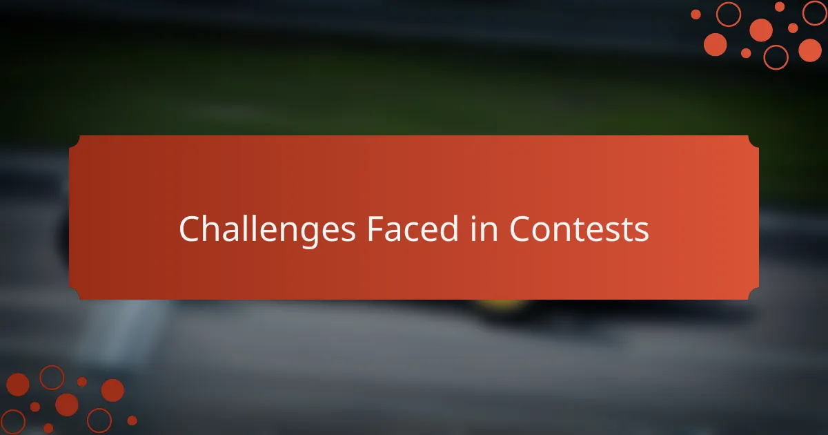 Challenges Faced in Contests