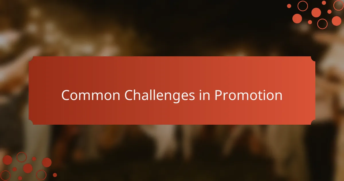Common Challenges in Promotion