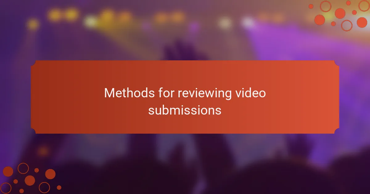 Methods for reviewing video submissions