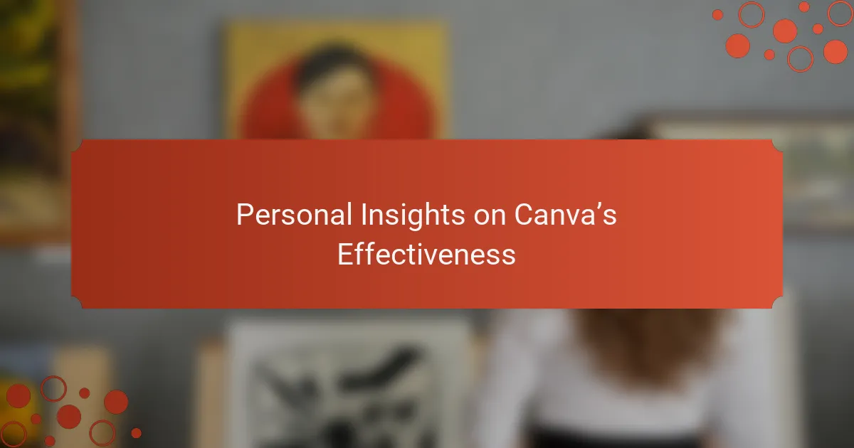 Personal Insights on Canva’s Effectiveness