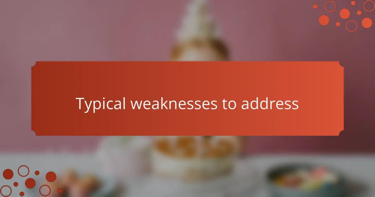 Typical weaknesses to address